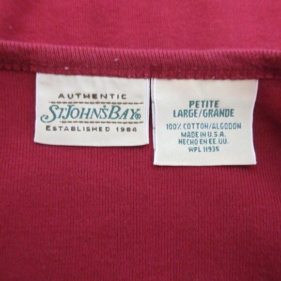 St John's Bay Top Petite Large Laced V-Neck Front Pullover Burgundy 3/4 Sleeve - Picture 5 of 8